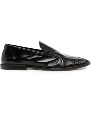 Alysi Gathered Leather Loafers - White