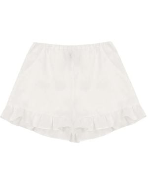 Sleeper Ruffled-Trim Linen Shorts - White