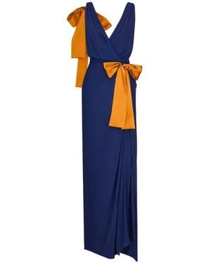 Saint Laurent V-Neck Maxi Dress - Blue