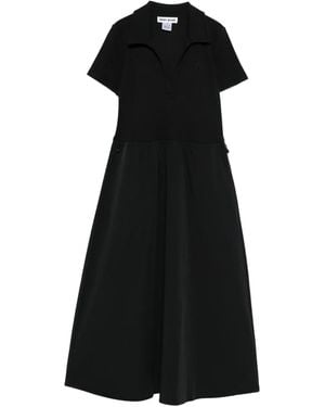 DKNY Logo-Embroidered Polo-Collar Midi Dress - Black