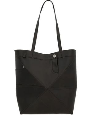 Loewe Medium Puzzle Fold Pantalon Leather Tote Bag - Black