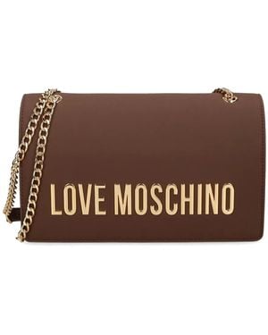 Love Moschino Logo-Plaque Chain-Strap Cross Body Bag - Brown