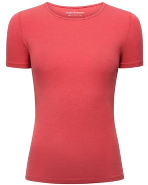Another Tomorrow Fitted Short-Sleeve T-Shirt - Pink