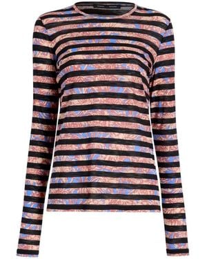 Proenza Schouler Mia Printed Striped Top - Black
