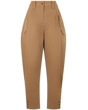 Alberta Ferretti Pleat-Detail Trousers - Natural