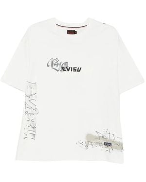 Evisu Graphic-Print Logo-Patch T-Shirt - White