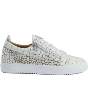 Giuseppe Zanotti Frankie Crocodile-Effect Zip Trainers - Grey