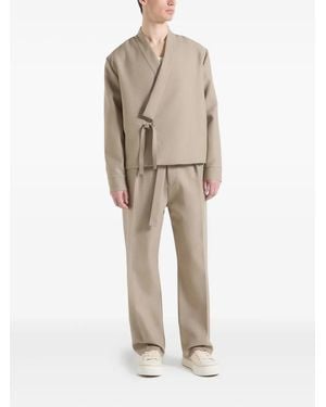 Manière De Voir Robin Textured-Kimono Wrap Jacket - Natural