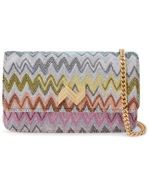 Missoni Signature Zigzag Woven Leather Clutch - Gray