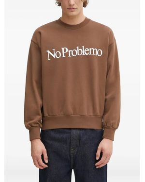 No Problemo Logo-Detail Crew-Neck Sweatshirt - Brown