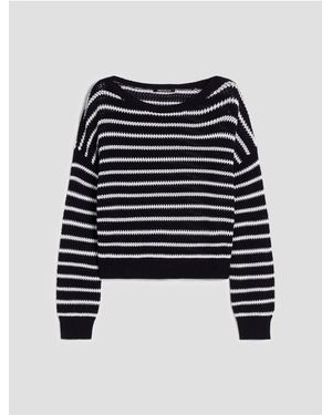 Pennyblack Horizontal-Stripe Drop-Shoulder Sweater - Black