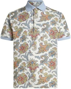 Etro Paisley Cotton Polo Shirt - Grey