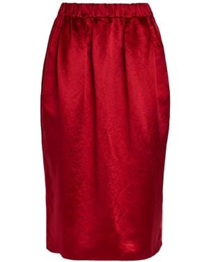 Maria McManus Pleated Elasticated-Waist Midi Skirt - Red