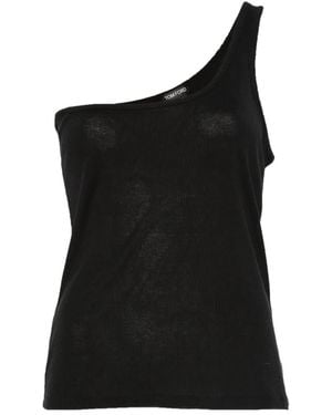 Tom Ford Ribbed One-Shoulder Top - Black