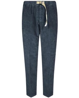 White Sand Belted Corduroy Trousers - Blue