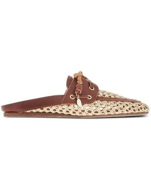 Ancient Greek Sandals Mules Naveta Tressées - Brown