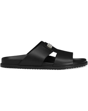 Dolce & Gabbana Sandalias con placa del logo - Negro