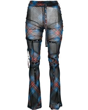 Charles Jeffrey Leggins A Cuadros Con Hebilla - Azul