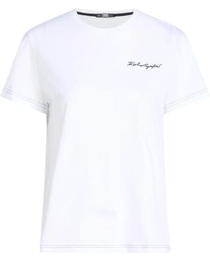 KARL LAGERFELD Karl Signature Crew-Neck Cotton T-Shirt - White