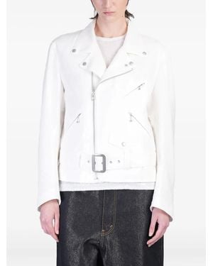 Junya Watanabe Veste De Moto En Cuir - Blanc