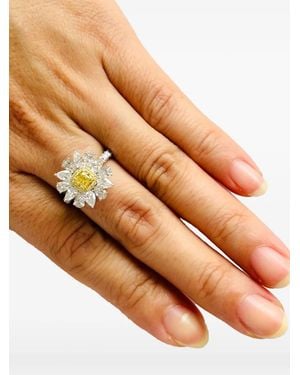 HYT Jewelry 18Kt Geel- En Witgouden Ring Met Diamant - Bruin