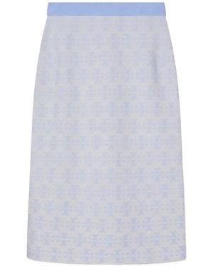 Tory Burch Monogram-Knit Pencil Skirt - White