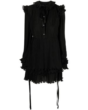 Philipp Plein Ruffled Plissé Midi Dress - Black