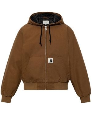 Carhartt Active Logo-Patch Drawstring Jacket - Brown