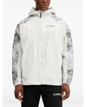 adidas X National Geographic Wind.Rdy Hooded Marble-Print Jacket - White