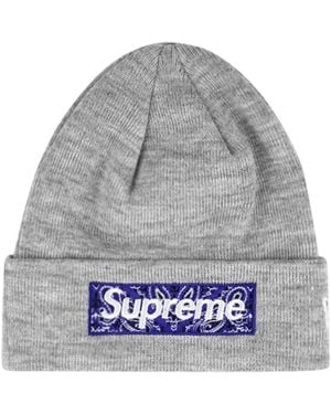 Supreme X New Era Box Logo Knitted Beanie - Grey