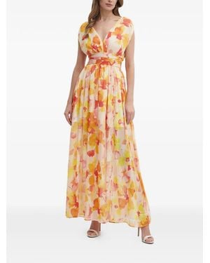 Morgan V-Neck Floral Maxi Dress - Metallic