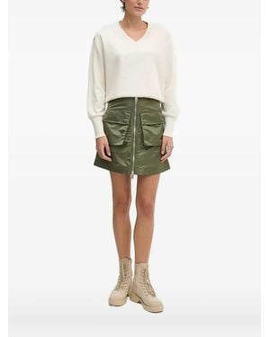 Aeronautica Militare Crystal-Embellished V-Neck Sweatshirt - Green