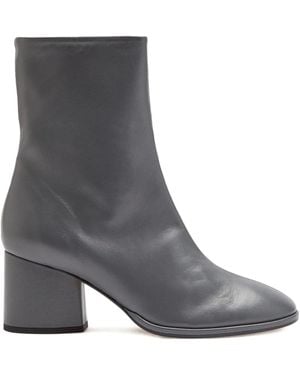 Aeyde 55Mm Ayla Leather Block-Heel Boots - Grey