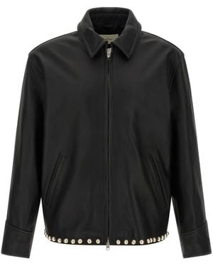Second/Layer Rider Stud-Embellished Leather Jacket - Black