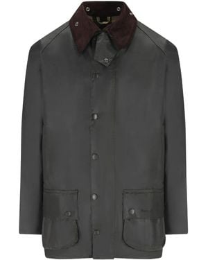 Barbour Beaufort Corduroy-Collar Waxed-Cotton Jacket - Grey