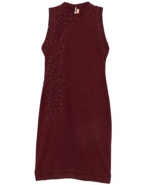 Ermanno Scervino Lace-Trimmed Sleeveless Mini Dress - Red