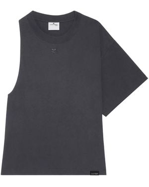 Courreges One-Sleeve Scuba-Jersey T-Shirt - Blue