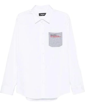 DSquared² Chemise En Coton À Logo Imprimé Et Épaules Tombantes - White