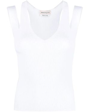 McQueen リブニット トップ - ホワイト