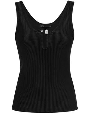Philipp Plein Pierced Sleeveless Top - Black
