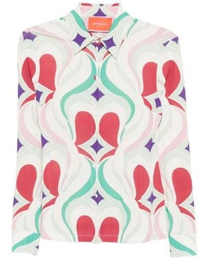 La DoubleJ Chemise Boutonnée À Motif Géométrique - Blanc