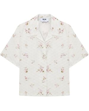 MSGM Floral-Print Shirt - White