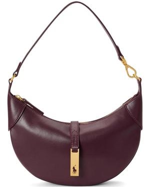 Polo Ralph Lauren Pony Plaque Leather Shoulder Bag - Purple