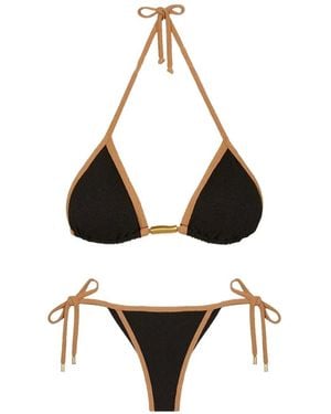 ViX Firenze Lily Crinkled-Effect Bikini Bottom - Metallic