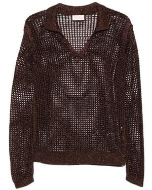 MC2 Saint Barth Lurex Open-Knit Jumper - Brown