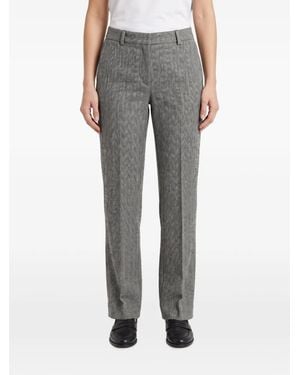 Brunello Cucinelli Herringbone-Pattern Straight-Leg Trousers - Grey