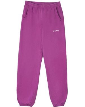 Sporty & Rich Embroidered-Logo Cotton Track Pants - Purple