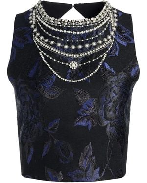 Alice + Olivia Cherra Top Verfraaid Met Parels - Zwart