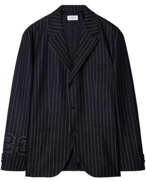 Off-White c/o Virgil Abloh Pinstriped Straight Hem Blazer For Ss24 - Blue