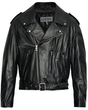 Loewe Belted Leather Jacket - Black